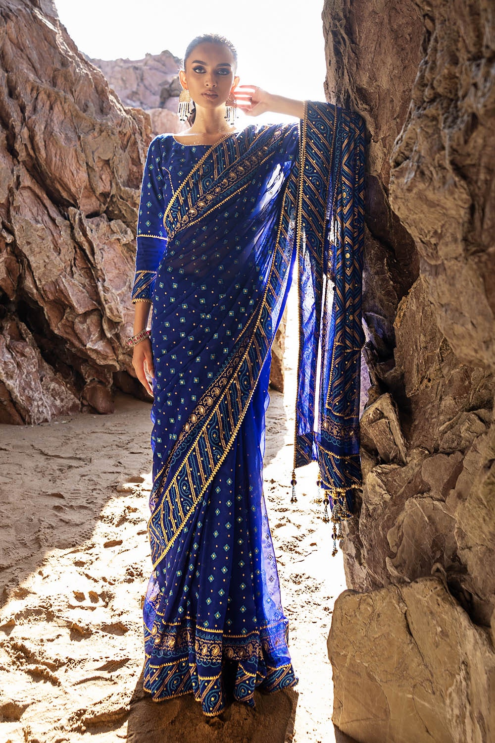 Gul Ahmed | Chunri Lawn 25 | PRS-52002 B XL Cobalt Blue Chiffon