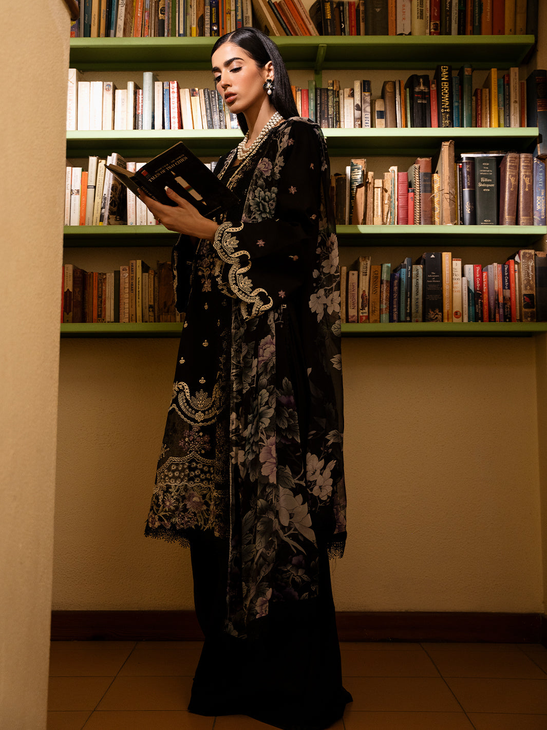 Izel | Dastak Luxury Lawn | QALAH Custom Size Black Lawn