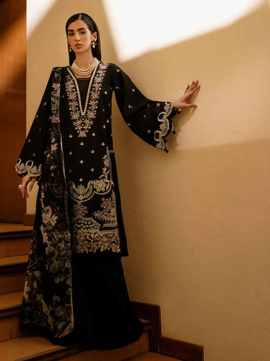 Izel | Dastak Luxury Lawn | QALAH XS Black Lawn
