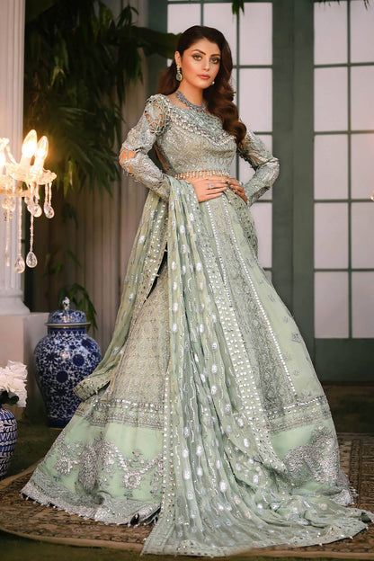 Raeesa Premium | Wajadan Wedding Formals | WD-2 Pea Green - Pakistani Designer Dress - by Raeesa Premium | Type: Bridal - 100% Original at Saira Sultan