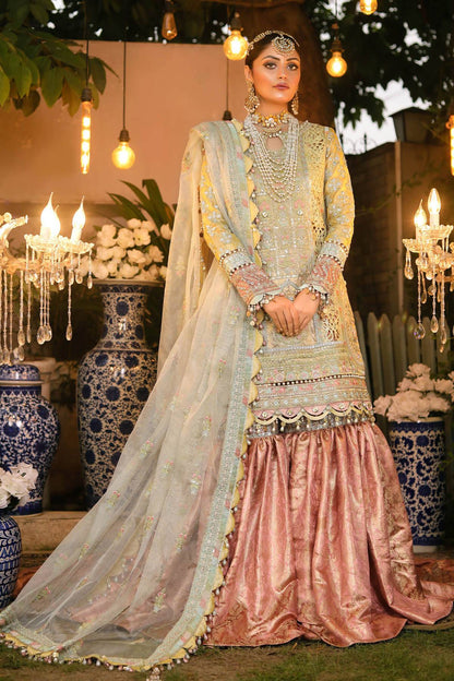 Raeesa Premium | Wajadan Wedding Formals | WD-4 Lemon Chiffon - Pakistani Designer Dress - by Raeesa Premium | Type: Bridal - 100% Original at Saira Sultan
