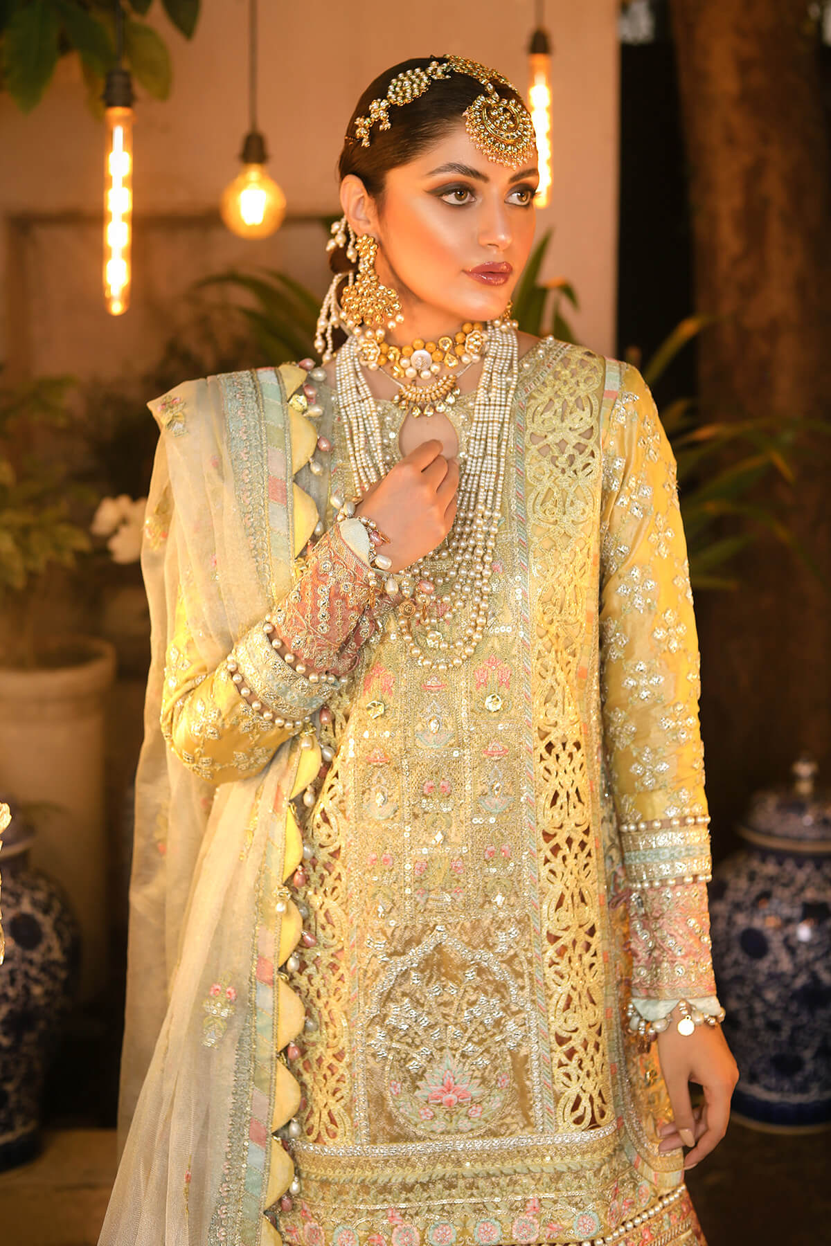 Raeesa Premium | Wajadan Wedding Formals | WD-4 Lemon Chiffon - Pakistani Designer Dress - by Raeesa Premium | Type: Bridal - 100% Original at Saira Sultan