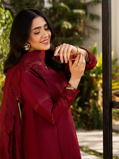 Izel | Mahveen Festive Lawn 25 | RAHMA L Deep Red Lawn