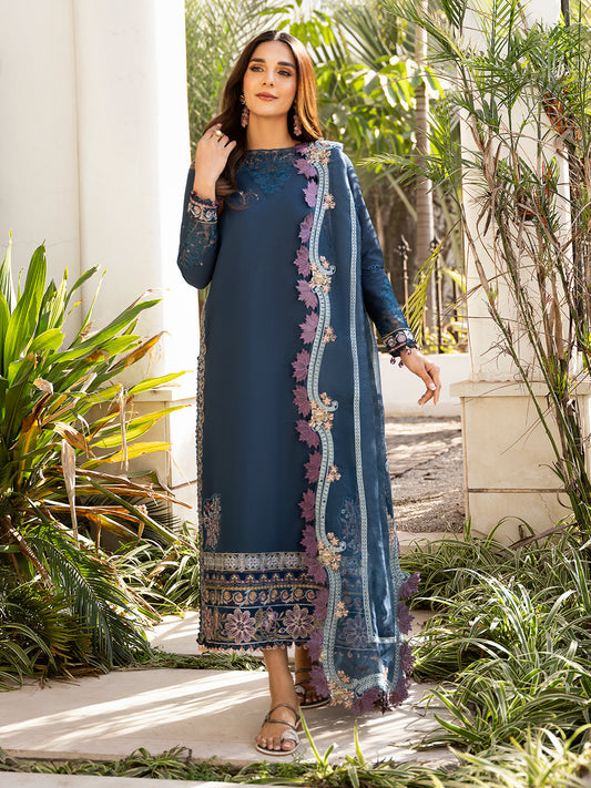 Izel | Mahveen Festive Lawn 25 | RAISA XS Navy Blue Lawn