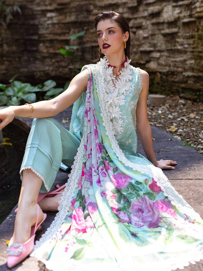 Roheenaz | Dahlia Embroidered Lawn 24 | Zinnia - Pakistani Designer Dress - by Roheenaz | Type: Luxury - 100% Original at Saira Sultan