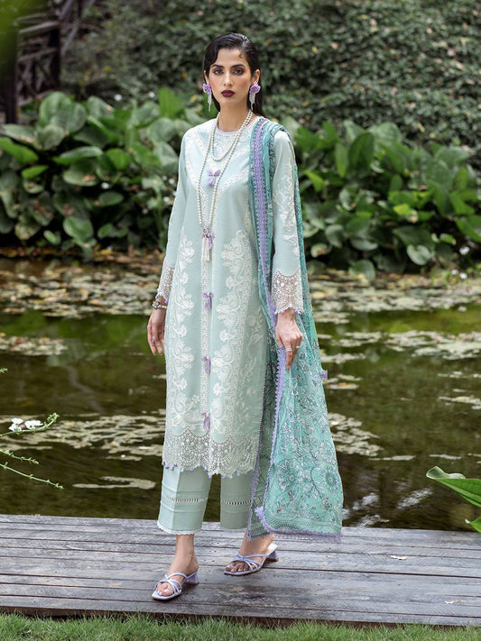 Roheenaz | Dahlia Embroidered Lawn 24 | Gardenia - Pakistani Designer Dress - by Roheenaz | Type: Luxury - 100% Original at Saira Sultan