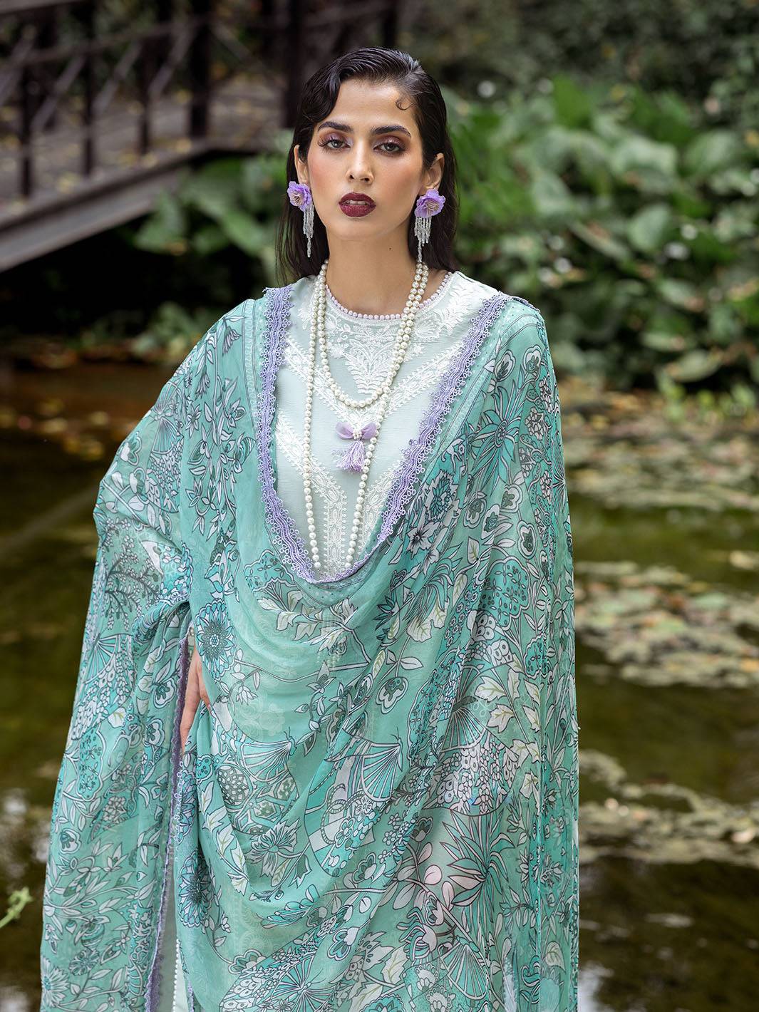 Roheenaz | Dahlia Embroidered Lawn 24 | Gardenia - Pakistani Designer Dress - by Roheenaz | Type: Luxury - 100% Original at Saira Sultan