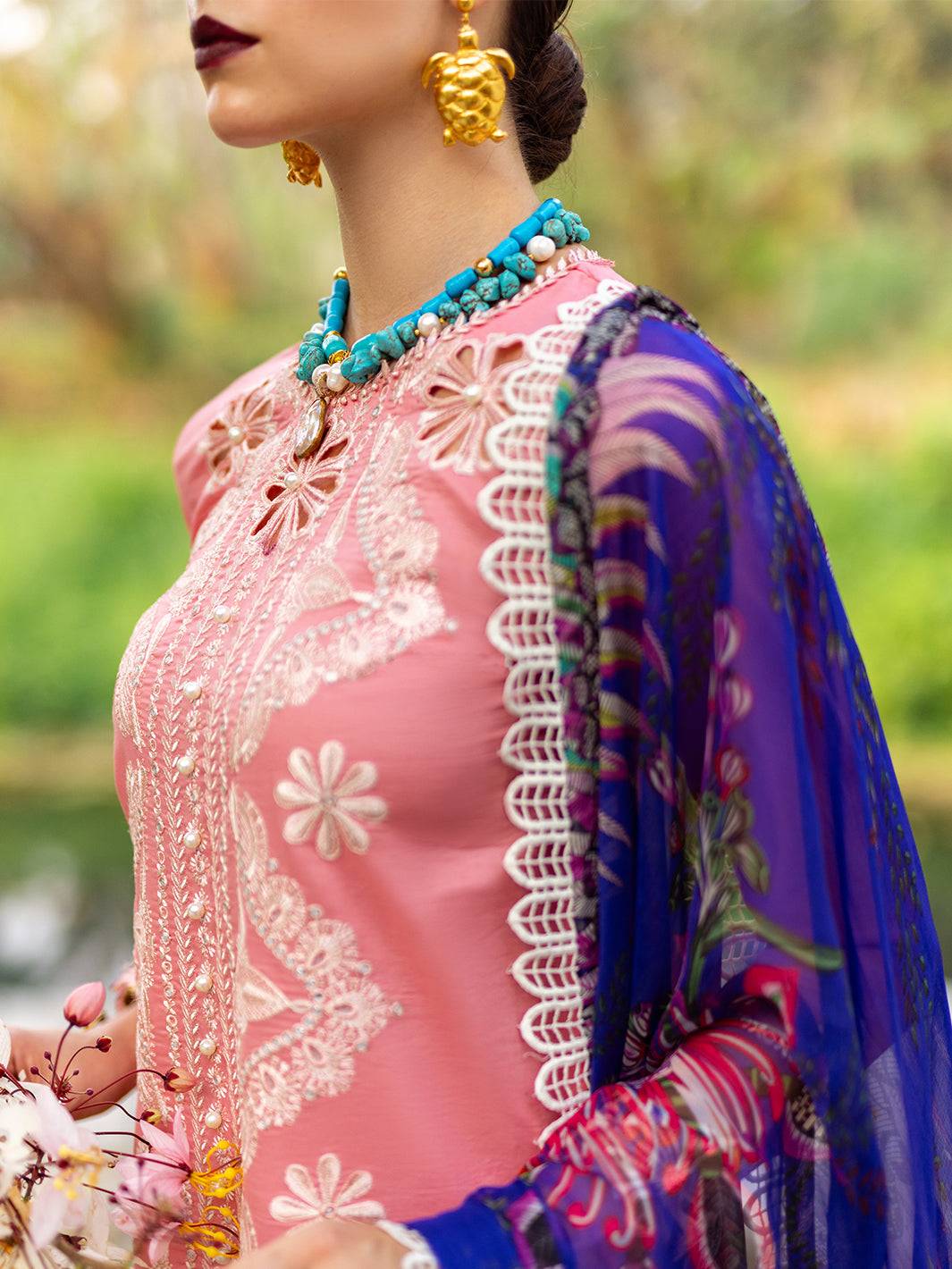 Roheenaz | Dahlia Embroidered Lawn 24 | Orchid - Pakistani Designer Dress - by Roheenaz | Type: Luxury - 100% Original at Saira Sultan