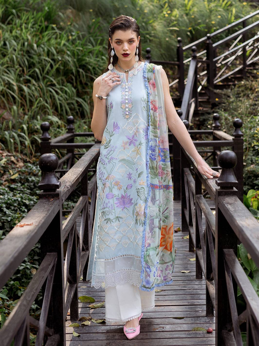 Roheenaz | Dahlia Embroidered Lawn 24 | Daisy - Pakistani Designer Dress - by Roheenaz | Type: Luxury - 100% Original at Saira Sultan