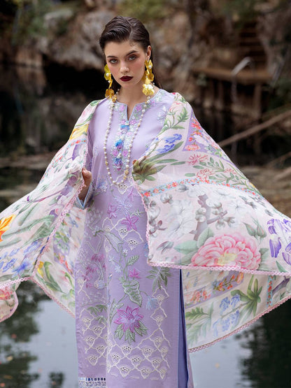 Roheenaz | Dahlia Embroidered Lawn 24 | Iris - Pakistani Designer Dress - by Roheenaz | Type: Luxury - 100% Original at Saira Sultan