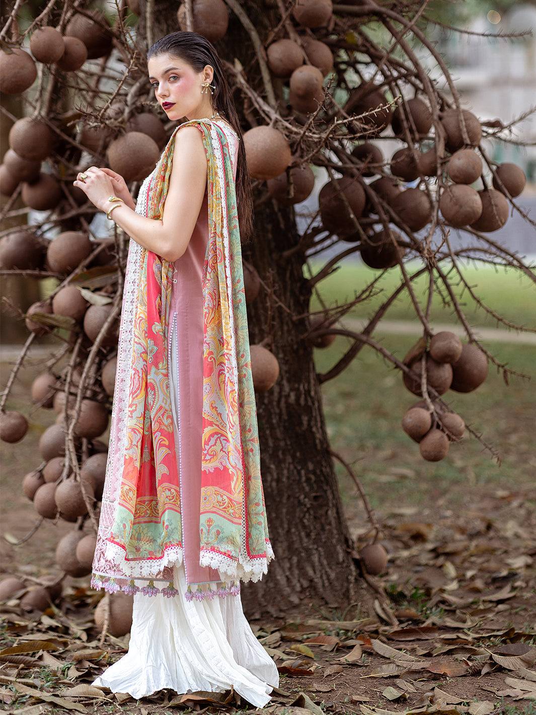 Roheenaz | Dahlia Embroidered Lawn 24 | Peony - Pakistani Designer Dress - by Roheenaz | Type: Luxury - 100% Original at Saira Sultan