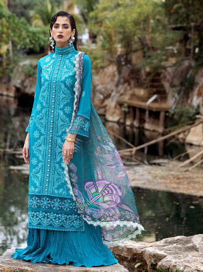 Roheenaz | Dahlia Embroidered Lawn 24 | Delphinium - Pakistani Designer Dress - by Roheenaz | Type: Luxury - 100% Original at Saira Sultan