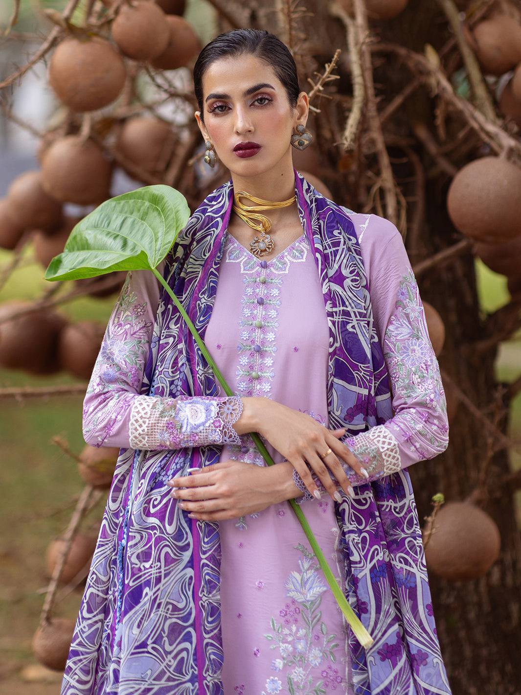 Roheenaz | Dahlia Embroidered Lawn 24 | Hyacinth - Pakistani Designer Dress - by Roheenaz | Type: Luxury - 100% Original at Saira Sultan