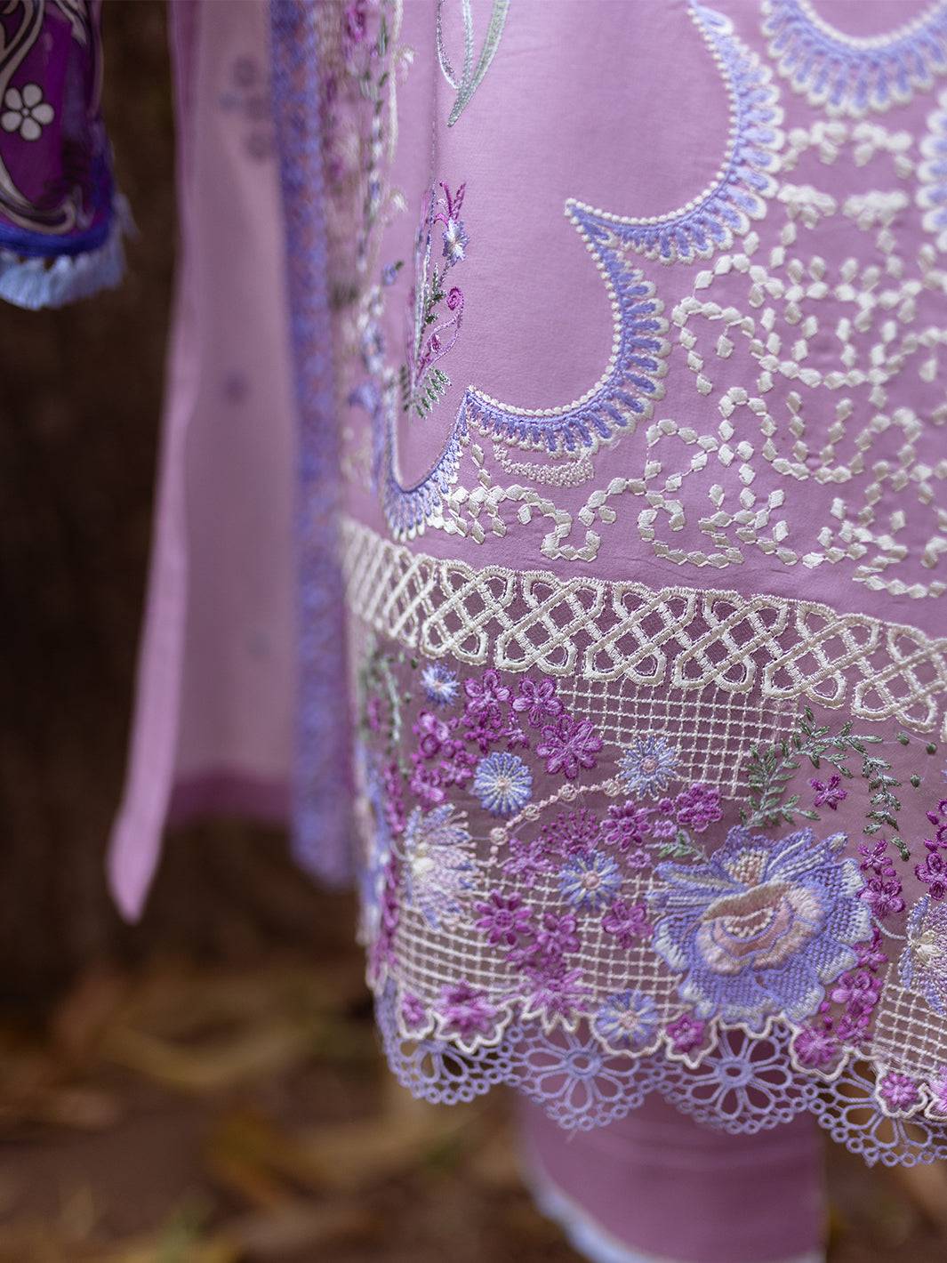 Roheenaz | Dahlia Embroidered Lawn 24 | Hyacinth - Pakistani Designer Dress - by Roheenaz | Type: Luxury - 100% Original at Saira Sultan