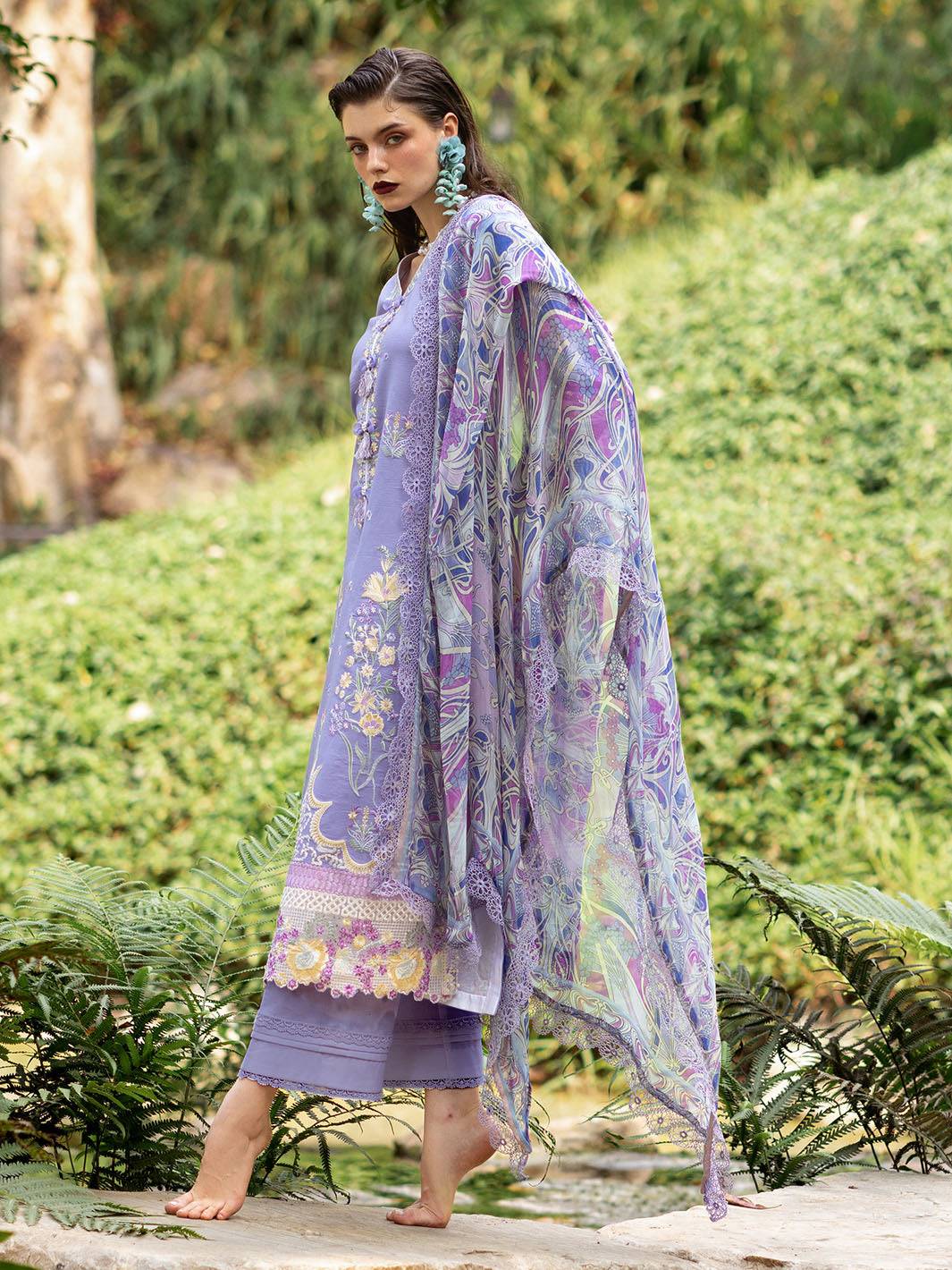 Roheenaz | Dahlia Embroidered Lawn 24 | Aster - Pakistani Designer Dress - by Roheenaz | Type: Luxury - 100% Original at Saira Sultan
