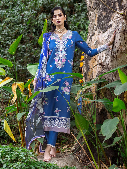 Roheenaz | Dahlia Embroidered Lawn 24 | Bluebell - Pakistani Designer Dress - by Roheenaz | Type: Luxury - 100% Original at Saira Sultan