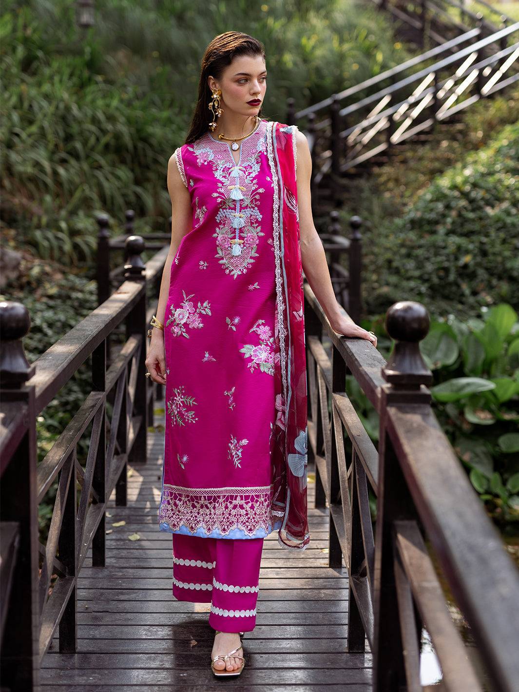 Roheenaz | Dahlia Embroidered Lawn 24 | Camellia - Pakistani Designer Dress - by Roheenaz | Type: Luxury - 100% Original at Saira Sultan