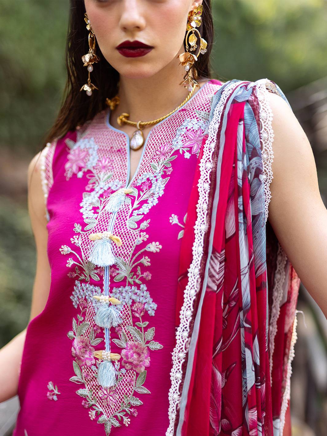 Roheenaz | Dahlia Embroidered Lawn 24 | Camellia - Pakistani Designer Dress - by Roheenaz | Type: Luxury - 100% Original at Saira Sultan