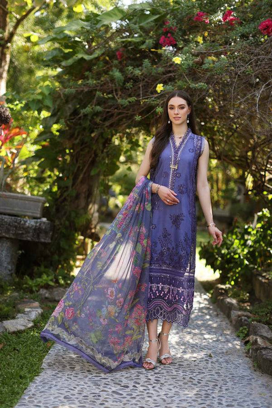 Noor by Saadia Asad | Luxury Chikankari Lawn24 | D8-A Purple - Pakistani Designer Dress - by Noor by Saadia Asad | Type: Luxury - 100% Original at Saira Sultan