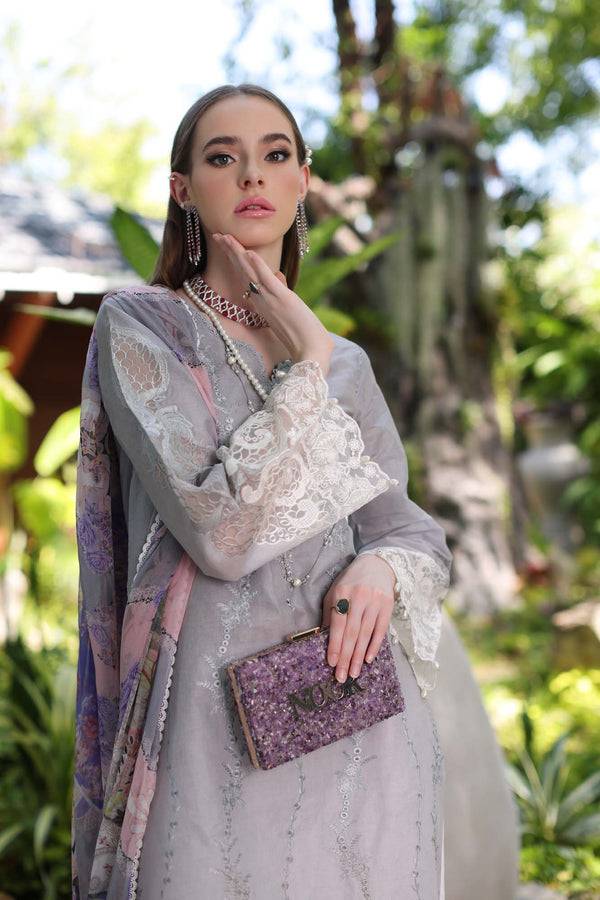 Noor by Saadia Asad | Luxury Chikankari Lawn24 | D1-B Grey Ombre - Pakistani Designer Dress - by Noor by Saadia Asad | Type: Luxury - 100% Original at Saira Sultan