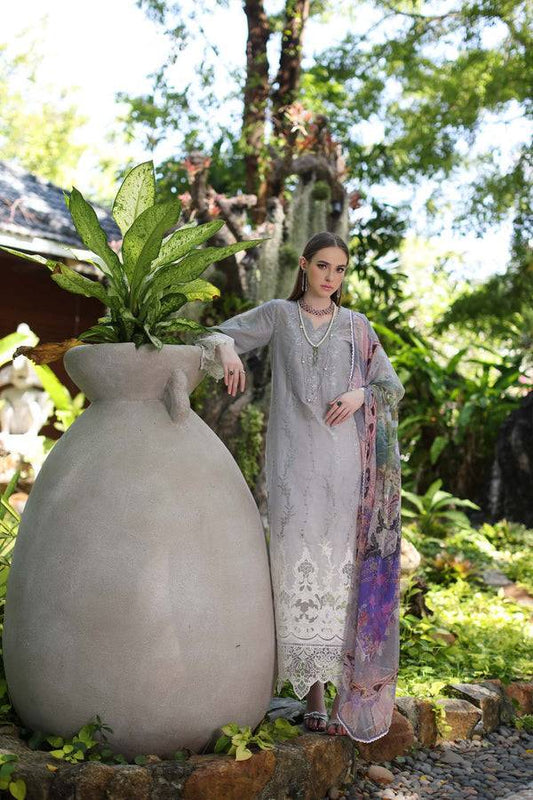 Noor by Saadia Asad | Luxury Chikankari Lawn24 | D1-B Grey Ombre - Pakistani Designer Dress - by Noor by Saadia Asad | Type: Luxury - 100% Original at Saira Sultan