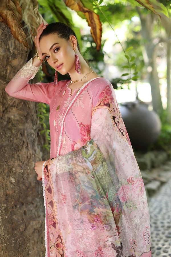 Noor by Saadia Asad | Luxury Chikankari Lawn24 | D1-A Pink Ombre - Pakistani Designer Dress - by Noor by Saadia Asad | Type: Luxury - 100% Original at Saira Sultan