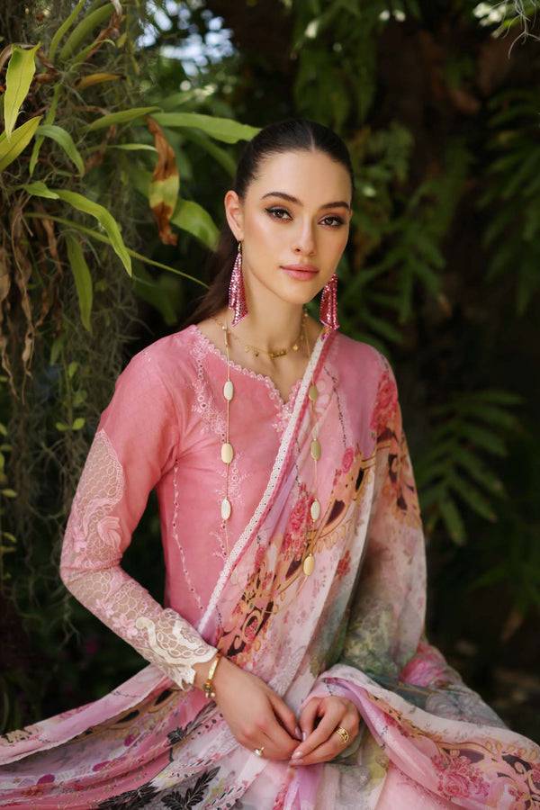 Noor by Saadia Asad | Luxury Chikankari Lawn24 | D1-A Pink Ombre - Pakistani Designer Dress - by Noor by Saadia Asad | Type: Luxury - 100% Original at Saira Sultan