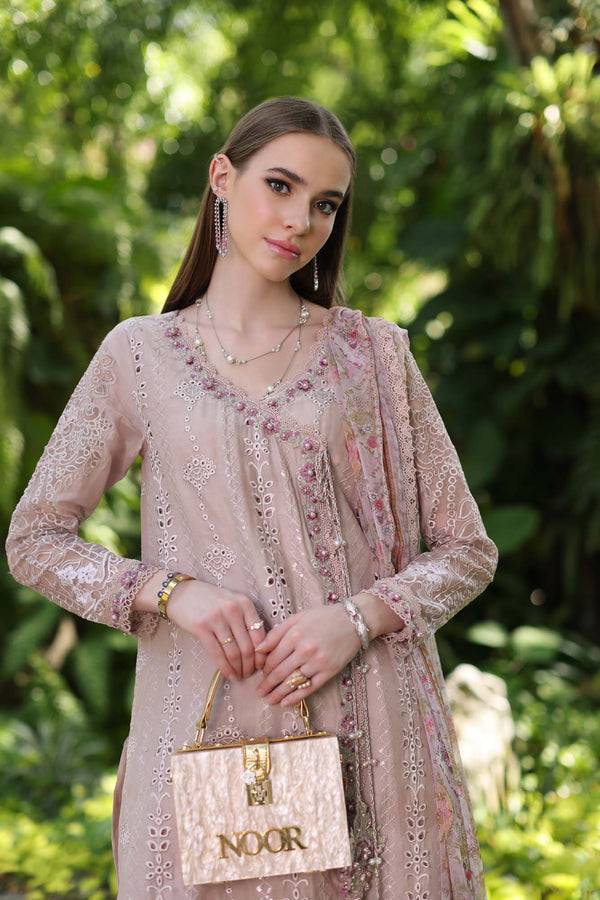 Noor by Saadia Asad | Luxury Chikankari Lawn24 | D3-A Mink Schifli - Pakistani Designer Dress - by Noor by Saadia Asad | Type: Luxury - 100% Original at Saira Sultan