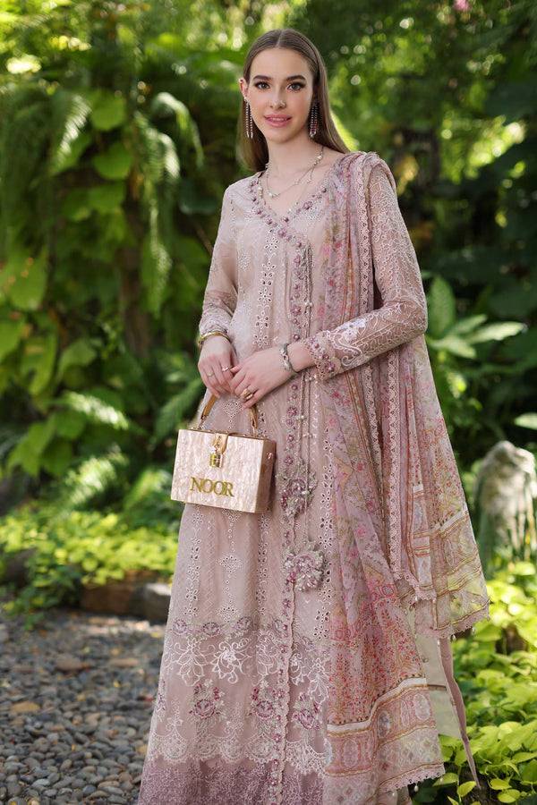 Noor by Saadia Asad | Luxury Chikankari Lawn24 | D3-A Mink Schifli - Pakistani Designer Dress - by Noor by Saadia Asad | Type: Luxury - 100% Original at Saira Sultan