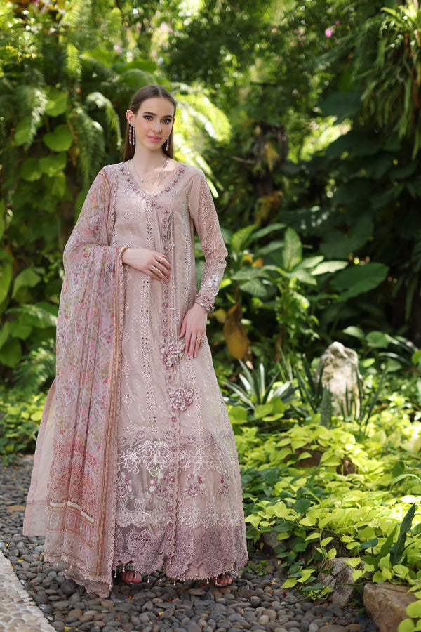 Noor by Saadia Asad | Luxury Chikankari Lawn24 | D3-A Mink Schifli - Pakistani Designer Dress - by Noor by Saadia Asad | Type: Luxury - 100% Original at Saira Sultan