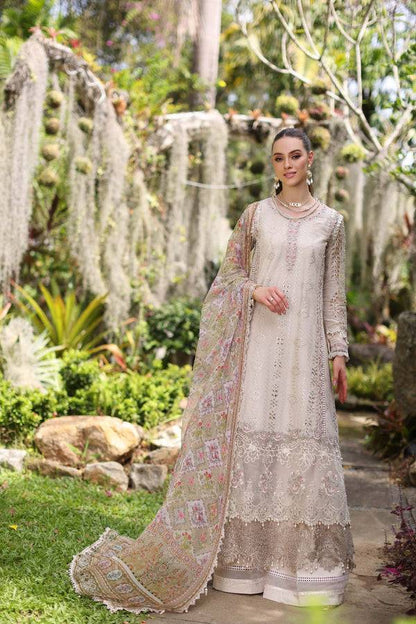 Noor by Saadia Asad | Luxury Chikankari Lawn24 | D3-B Beige Schifli - Pakistani Designer Dress - by Noor by Saadia Asad | Type: Luxury - 100% Original at Saira Sultan