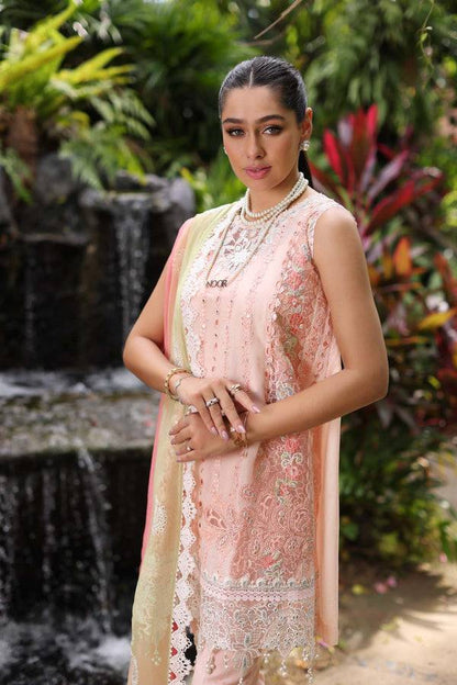Noor by Saadia Asad | Luxury Chikankari Lawn24 | D7-B Peach Tkm - Pakistani Designer Dress - by Noor by Saadia Asad | Type: Luxury - 100% Original at Saira Sultan