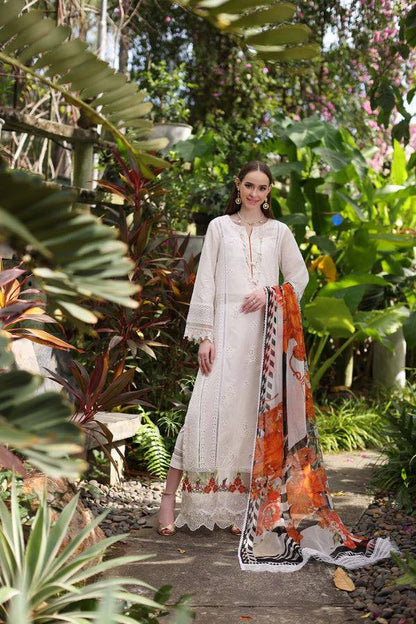 Noor by Saadia Asad | Luxury Chikankari Lawn24 | D6-B White Laser - Pakistani Designer Dress - by Noor by Saadia Asad | Type: Luxury - 100% Original at Saira Sultan