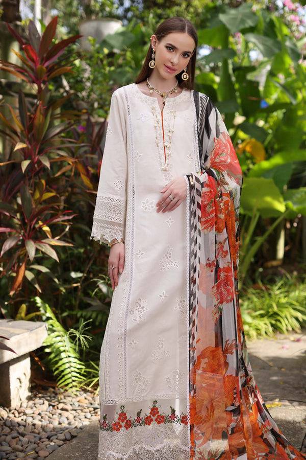 Noor by Saadia Asad | Luxury Chikankari Lawn24 | D6-B White Laser - Pakistani Designer Dress - by Noor by Saadia Asad | Type: Luxury - 100% Original at Saira Sultan