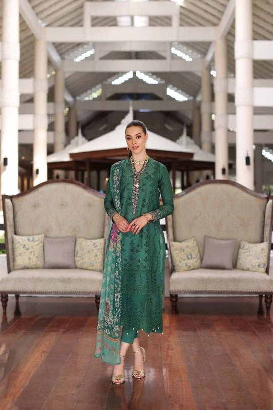 Noor by Saadia Asad | Luxury Chikankari Lawn24 | D4-A Green Laser - Pakistani Designer Dress - by Noor by Saadia Asad | Type: Luxury - 100% Original at Saira Sultan
