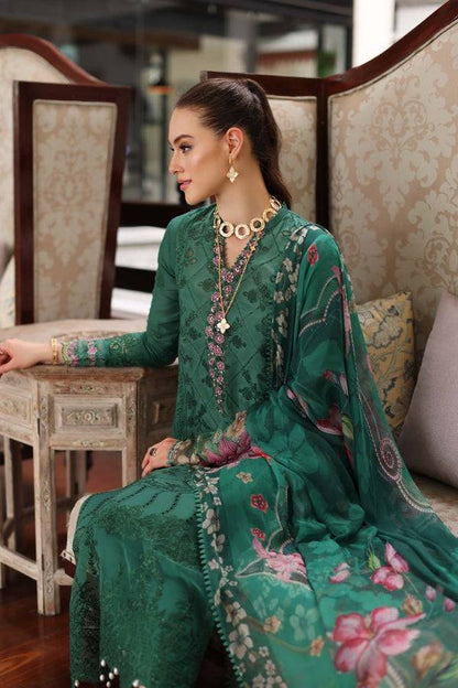 Noor by Saadia Asad | Luxury Chikankari Lawn24 | D4-A Green Laser - Pakistani Designer Dress - by Noor by Saadia Asad | Type: Luxury - 100% Original at Saira Sultan