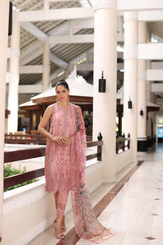 Noor by Saadia Asad | Luxury Chikankari Lawn24 | D4-B Pink Laser - Pakistani Designer Dress - by Noor by Saadia Asad | Type: Luxury - 100% Original at Saira Sultan