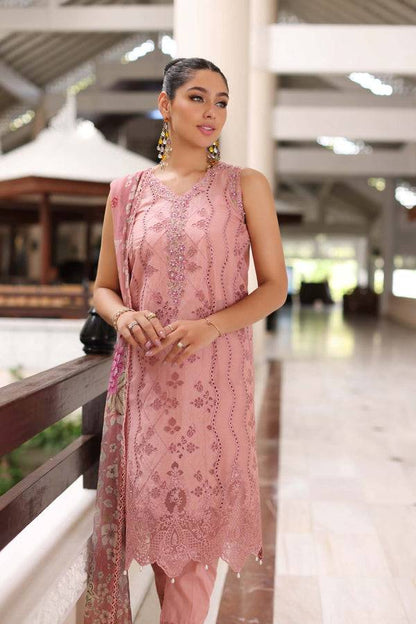 Noor by Saadia Asad | Luxury Chikankari Lawn24 | D4-B Pink Laser - Pakistani Designer Dress - by Noor by Saadia Asad | Type: Luxury - 100% Original at Saira Sultan
