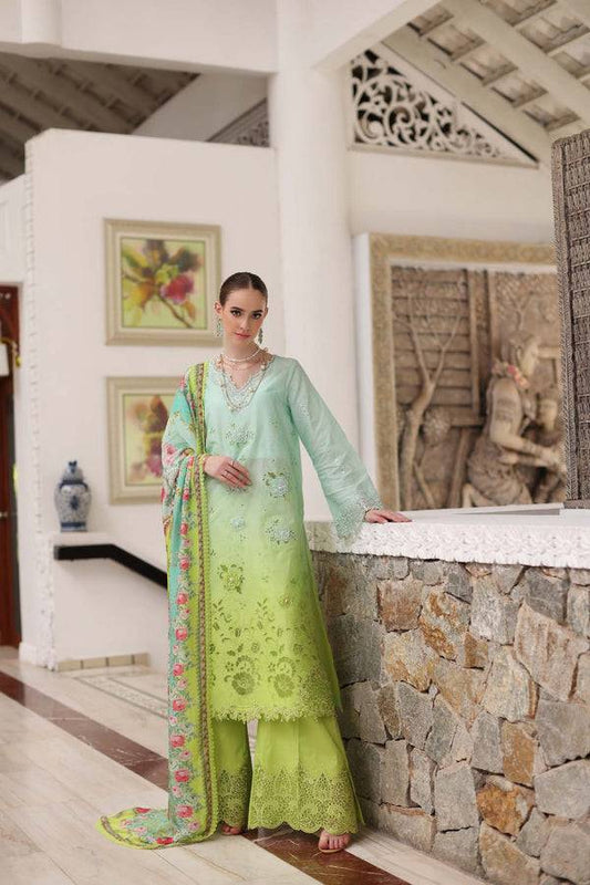 Noor by Saadia Asad | Luxury Chikankari Lawn24 | D5-A Aqua Ombre - Pakistani Designer Dress - by Noor by Saadia Asad | Type: Luxury - 100% Original at Saira Sultan