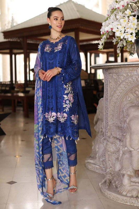 Noor by Saadia Asad | Luxury Chikankari Lawn24 | D10-B Blue Electric - Pakistani Designer Dress - by Noor by Saadia Asad | Type: Luxury - 100% Original at Saira Sultan