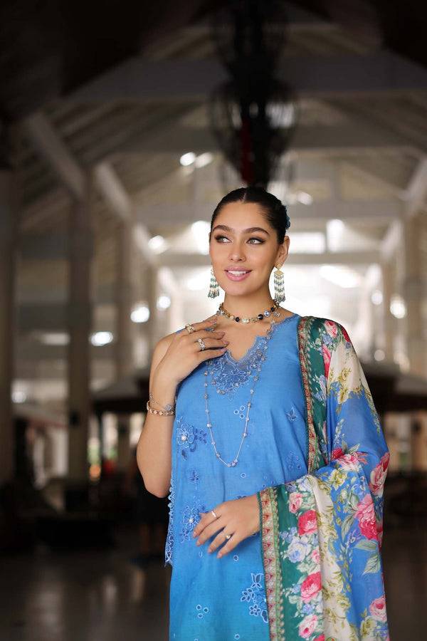 Noor by Saadia Asad | Luxury Chikankari Lawn24 | D5-B Blue Ombre - Pakistani Designer Dress - by Noor by Saadia Asad | Type: Luxury - 100% Original at Saira Sultan