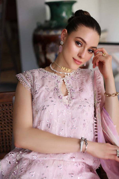 Noor by Saadia Asad | Luxury Chikankari Lawn24 | D11-A Pink Schifli - Pakistani Designer Dress - by Noor by Saadia Asad | Type: Luxury - 100% Original at Saira Sultan