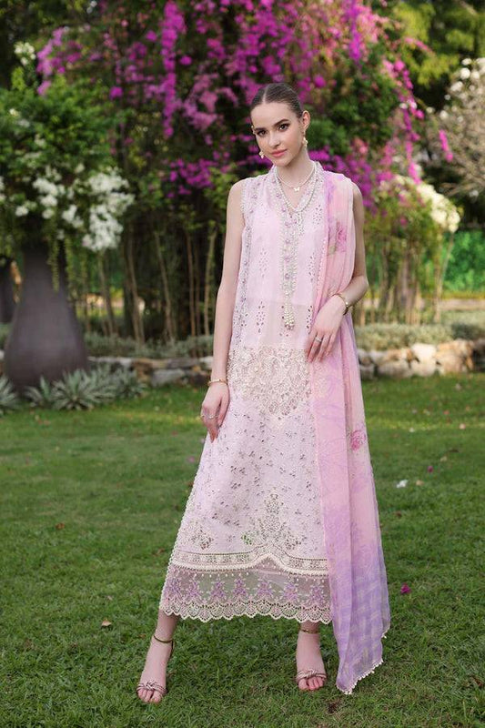 Noor by Saadia Asad | Luxury Chikankari Lawn24 | D11-A Pink Schifli - Pakistani Designer Dress - by Noor by Saadia Asad | Type: Luxury - 100% Original at Saira Sultan