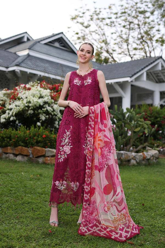 Noor by Saadia Asad | Luxury Chikankari Lawn24 | D10-A FUCHIA - Pakistani Designer Dress - by Noor by Saadia Asad | Type: Luxury - 100% Original at Saira Sultan