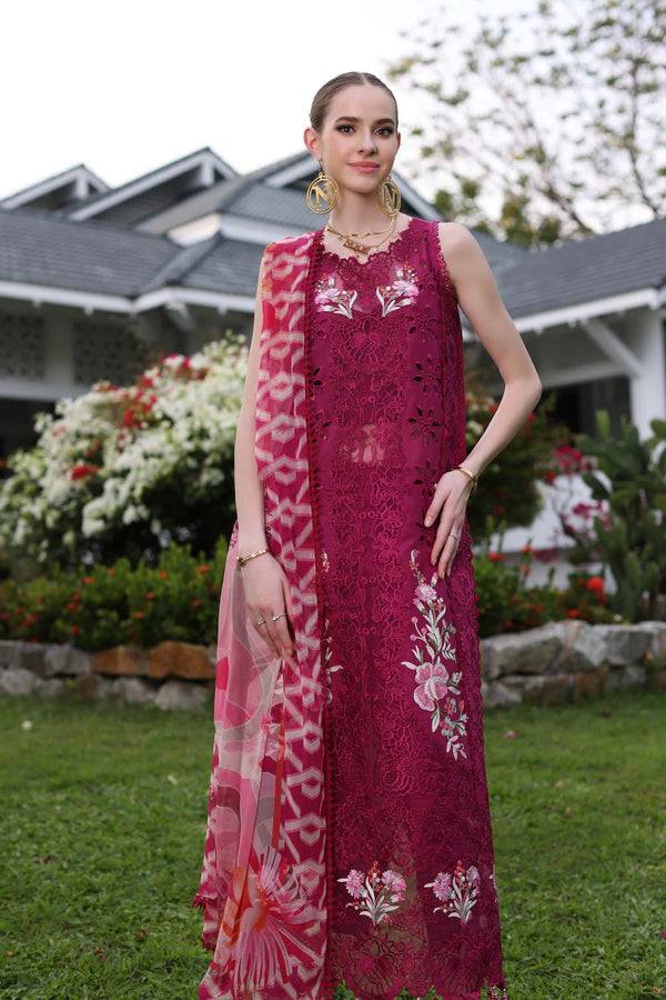 Noor by Saadia Asad | Luxury Chikankari Lawn24 | D10-A FUCHIA - Pakistani Designer Dress - by Noor by Saadia Asad | Type: Luxury - 100% Original at Saira Sultan