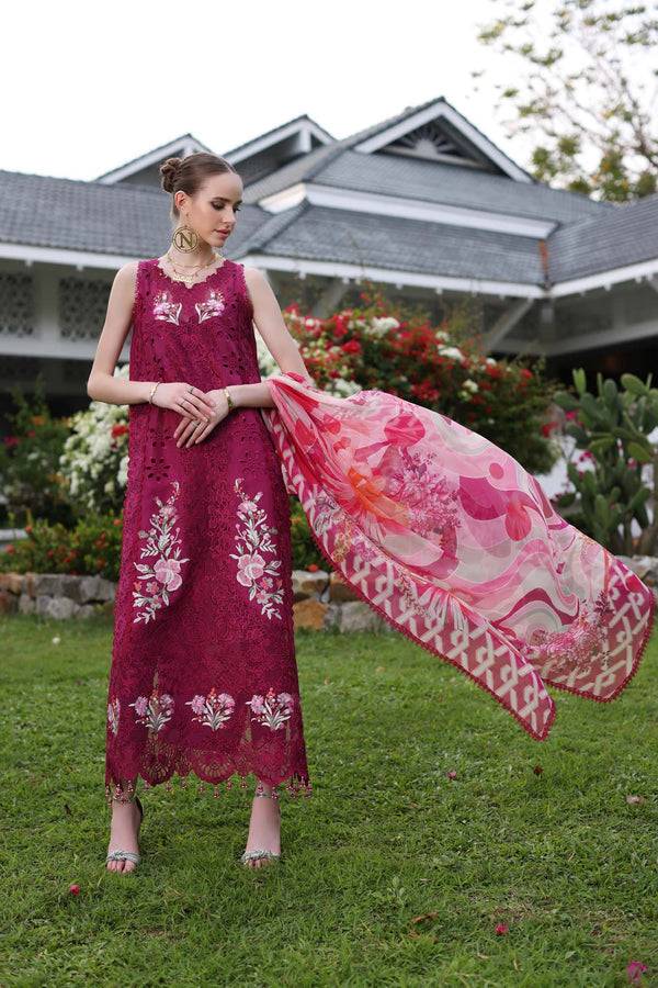 Noor by Saadia Asad | Luxury Chikankari Lawn24 | D10-A FUCHIA - Pakistani Designer Dress - by Noor by Saadia Asad | Type: Luxury - 100% Original at Saira Sultan
