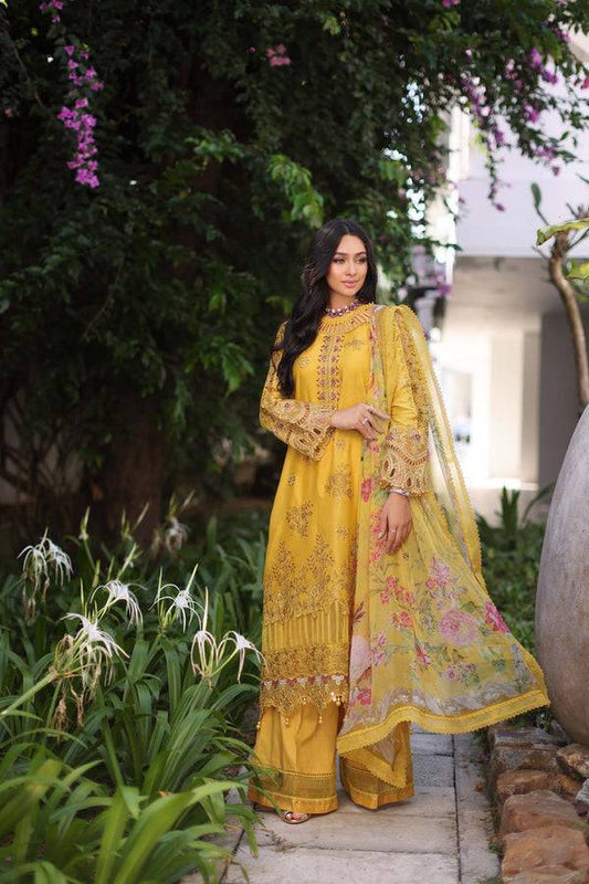 Noor by Saadia Asad | Luxury Chikankari Lawn24 | D8-B Mustard - Pakistani Designer Dress - by Noor by Saadia Asad | Type: Luxury - 100% Original at Saira Sultan