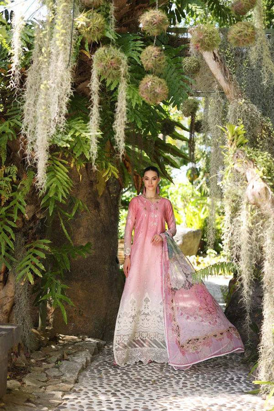 Noor by Saadia Asad | Luxury Chikankari Lawn24 | D1-A Pink Ombre - Pakistani Designer Dress - by Noor by Saadia Asad | Type: Luxury - 100% Original at Saira Sultan