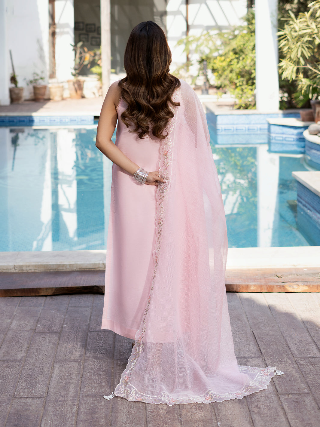 Izel | Mahveen Festive Lawn 25 | SAFA S Powder Pink Lawn