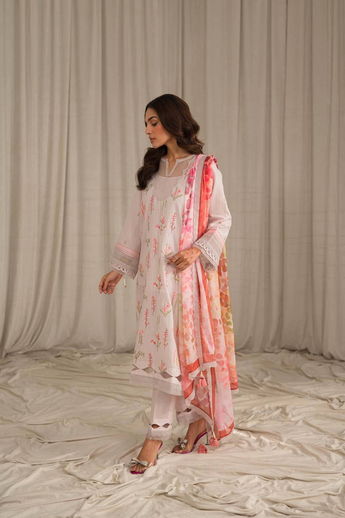 Sahar | Mirage Spring Luxury 24 | Textured Lawn 3 Piece (Embroidered) - Pakistani Designer Dress - by Sahar | Type: Luxury - 100% Original at Saira Sultan